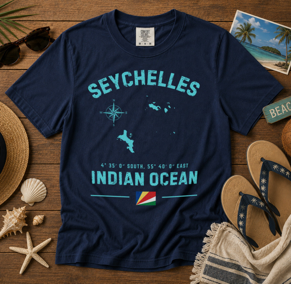 Seychelles T-Shirt in Navy - roamstride graphic tee