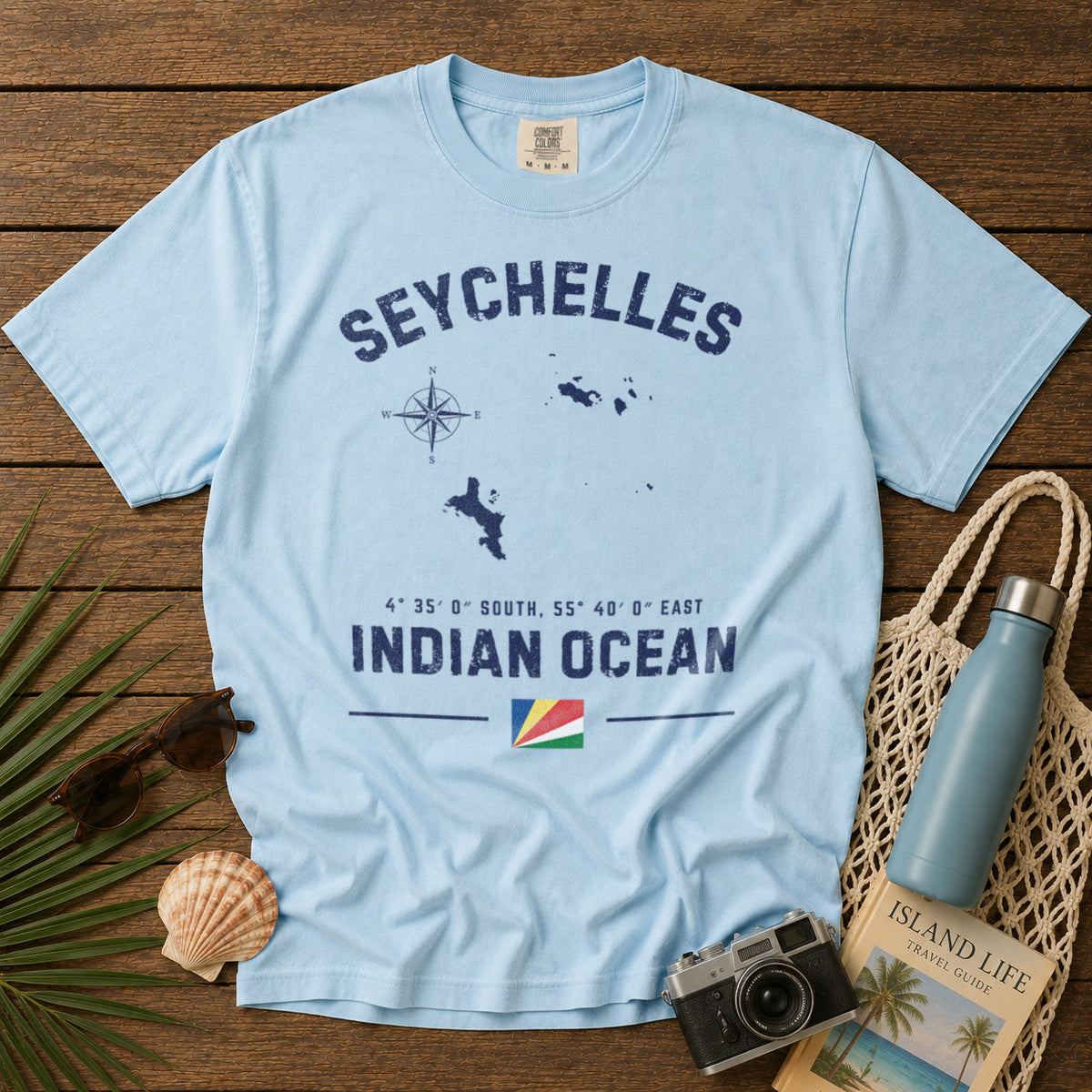 Seychelles T-Shirt in Chambray - roamstride graphic tee