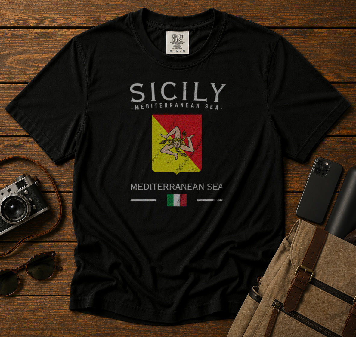 Sicily T-Shirt in Black - roamstride graphic tee