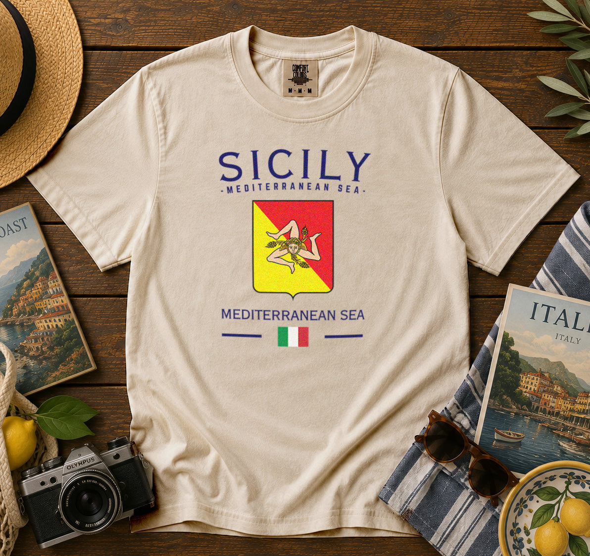 Sicily T-Shirt in Ivory - roamstride graphic tee