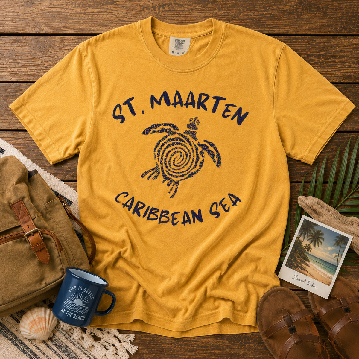 St. Maarten T-Shirt in Mustard - roamstride graphic tee