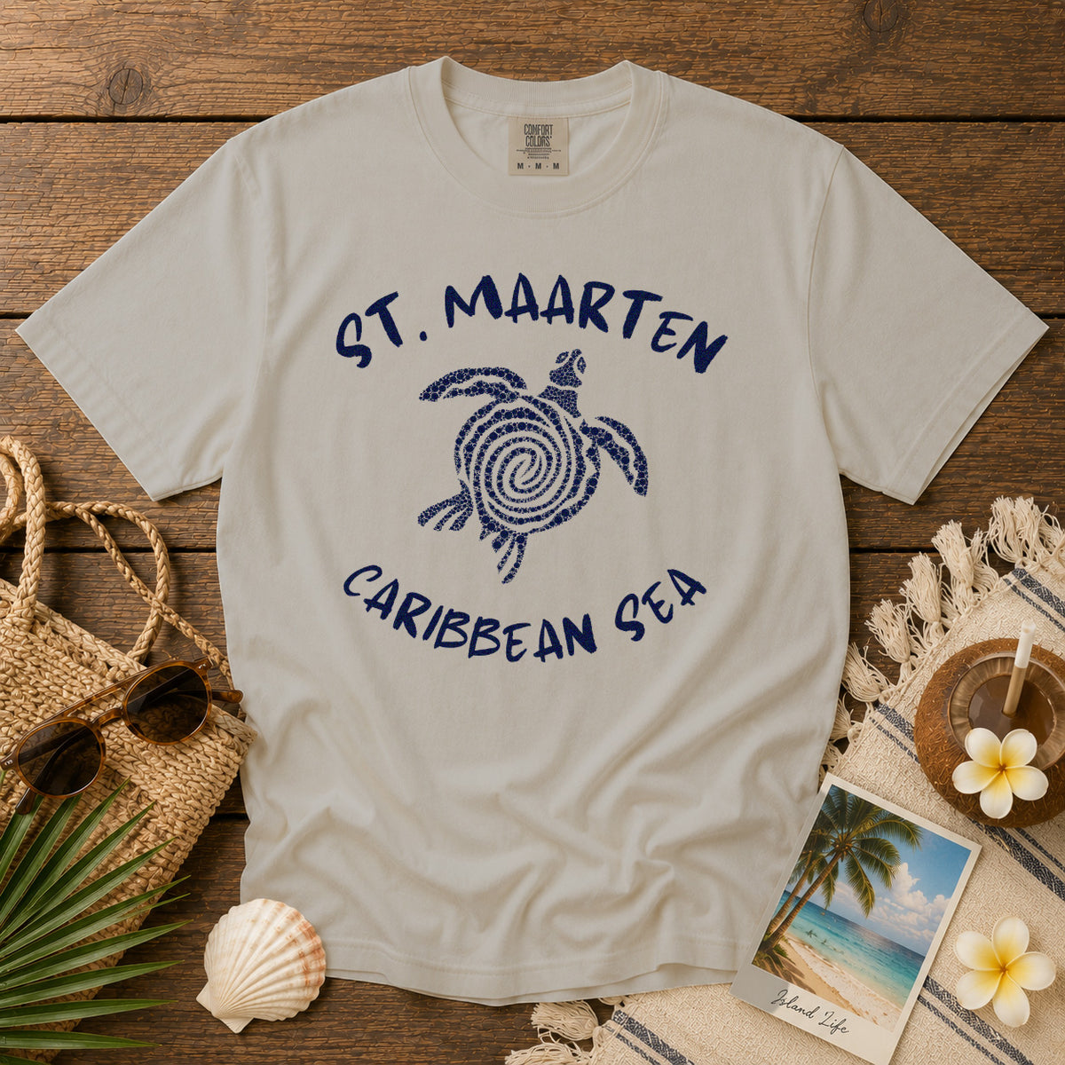 St. Maarten T-Shirt in Ivory - roamstride graphic tee