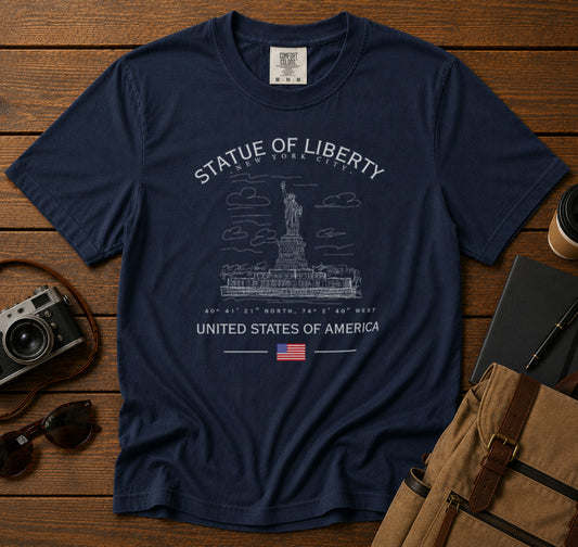 Statue Of Liberty T-Shirt in Navy - roamstride graphic tee