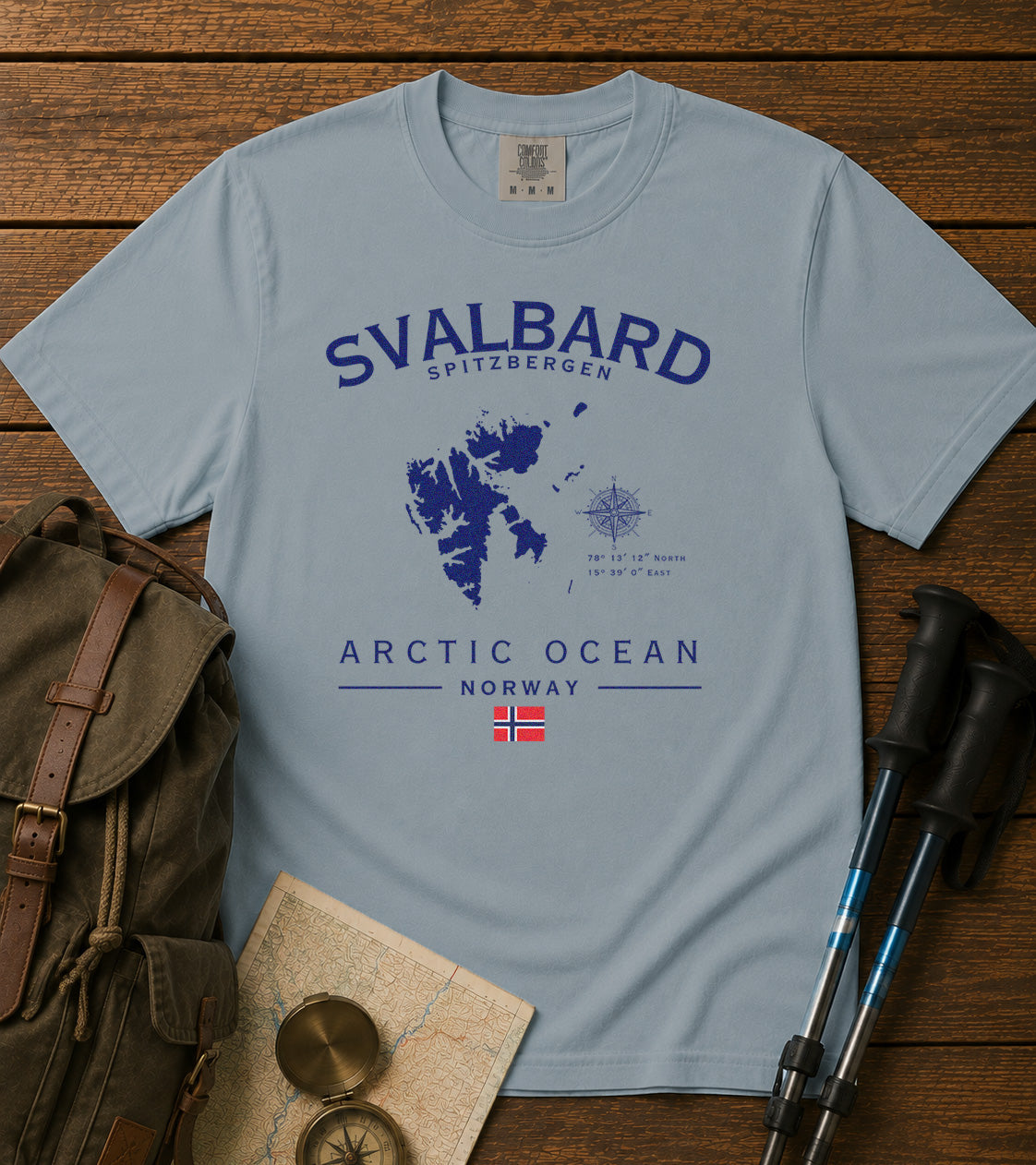 Svalbard Spitzbergen T-Shirt in Chambray - roamstride graphic tee