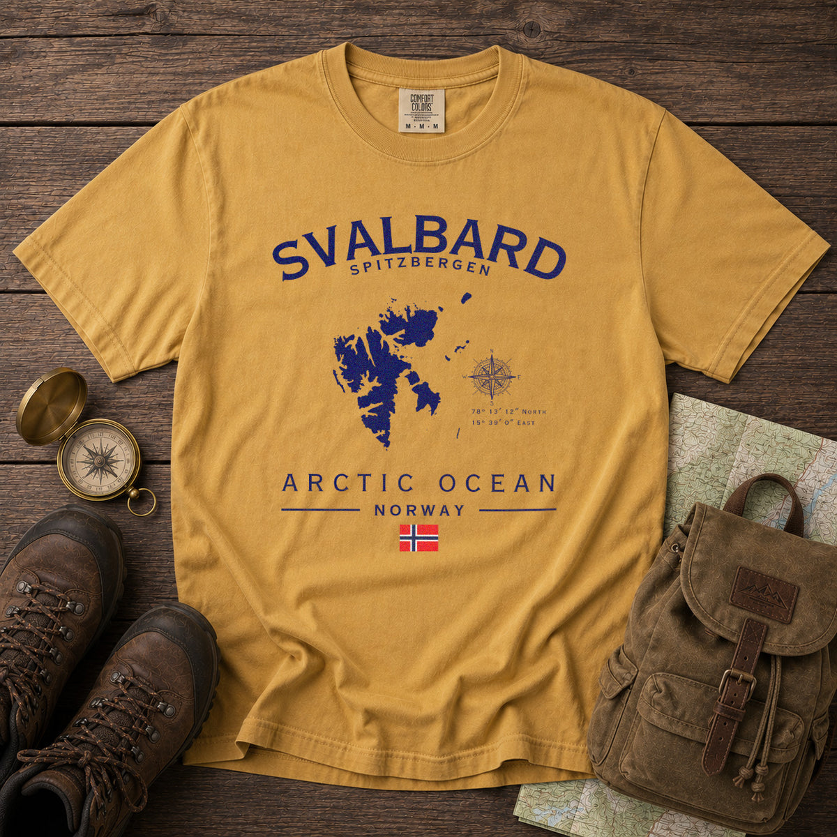 Svalbard Spitzbergen T-Shirt in Mustard - roamstride graphic tee