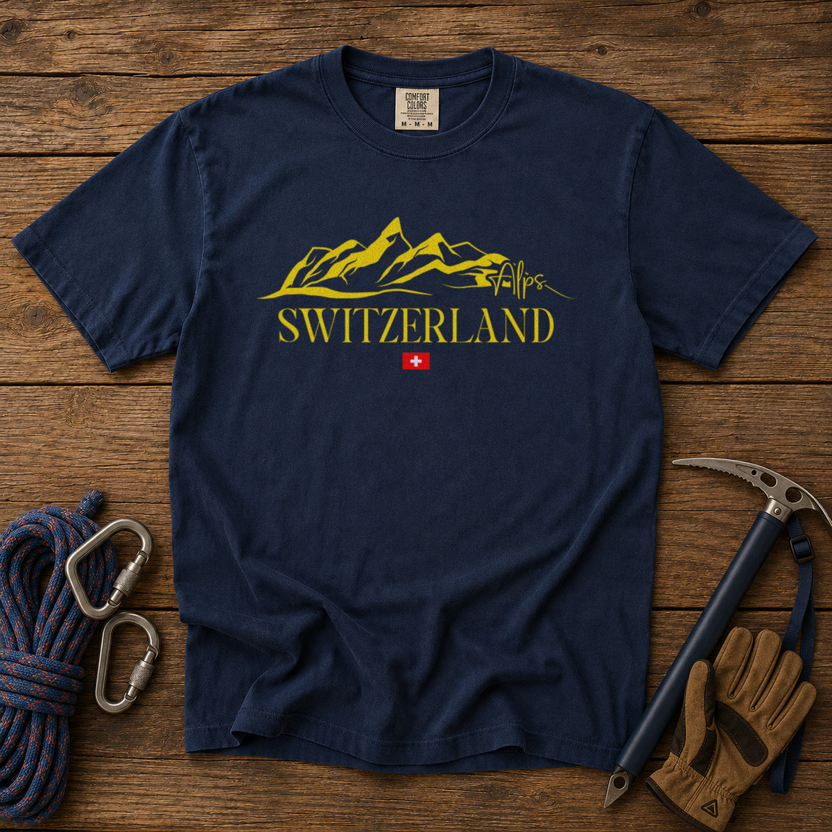 Switzerland Swiss Alps T-Shirt in Navy - roamstride graphic tee