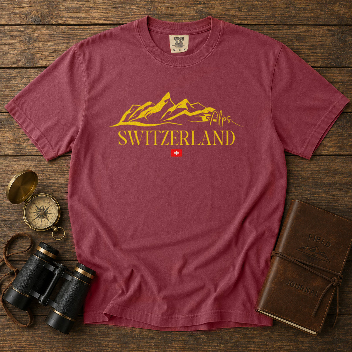 Switzerland Swiss Alps T-Shirt in Chili - roamstride graphic tee