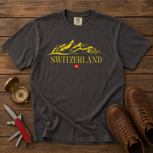 Switzerland Swiss Alps T-Shirt in Pepper - roamstride graphic tee