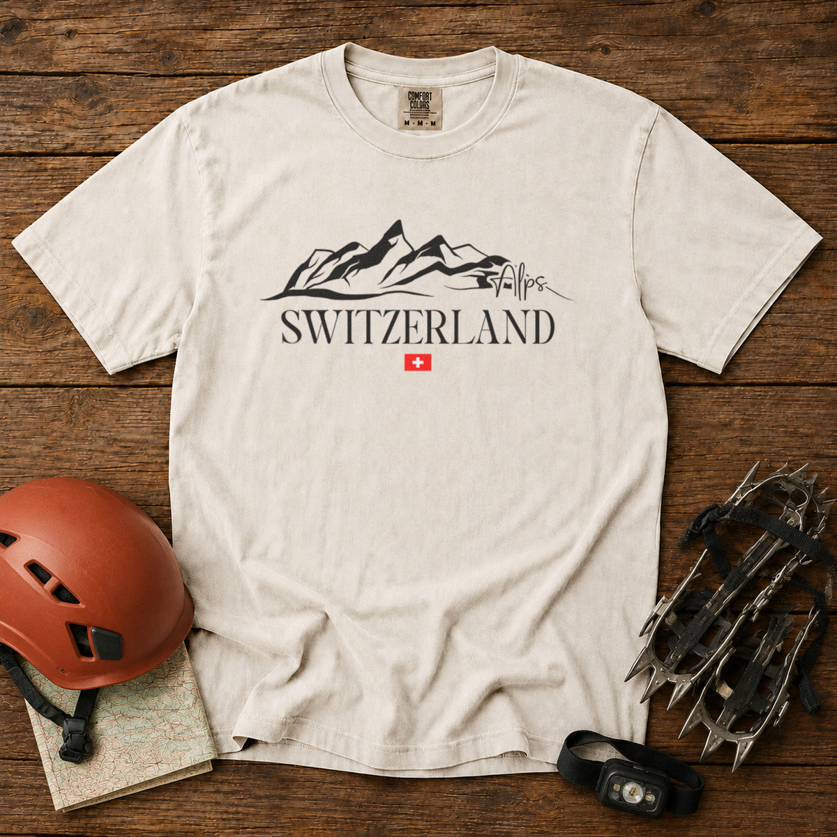 Switzerland Swiss Alps T-Shirt in Ivory - roamstride graphic tee