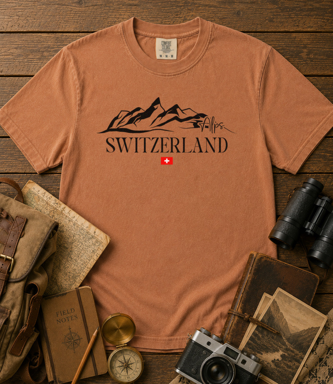 Switzerland Swiss Alps T-Shirt in Yam - roamstride graphic tee