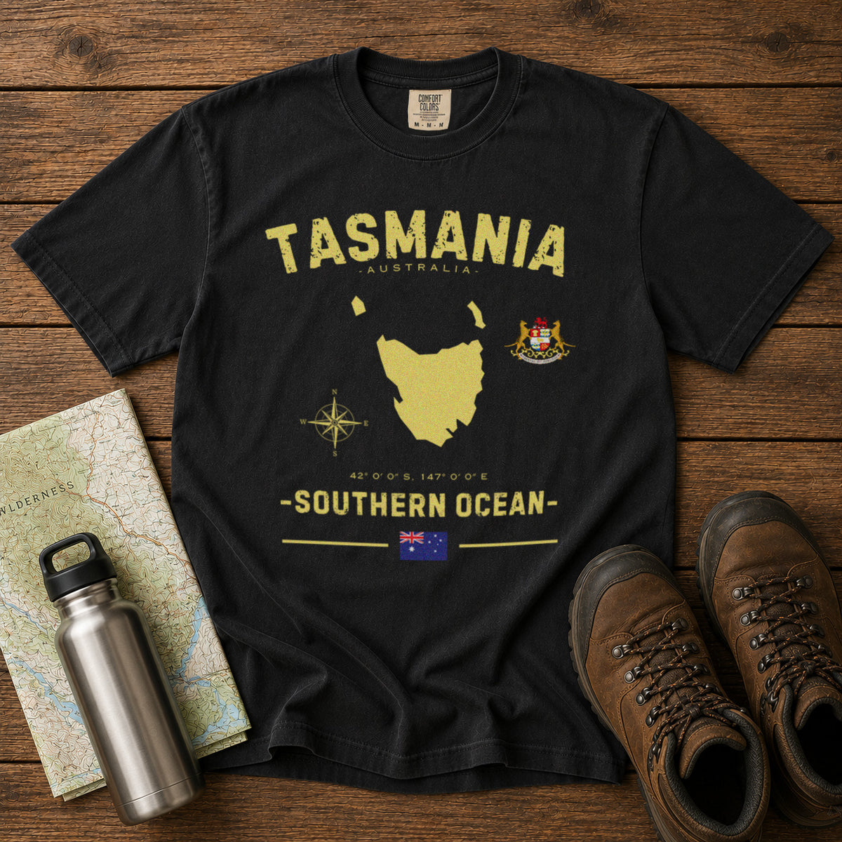 Tasmania T-Shirt in Black - roamstride graphic tee