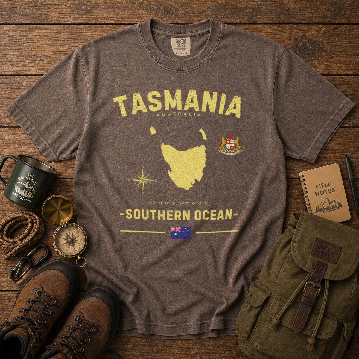 Tasmania T-Shirt in Espresso - roamstride graphic tee