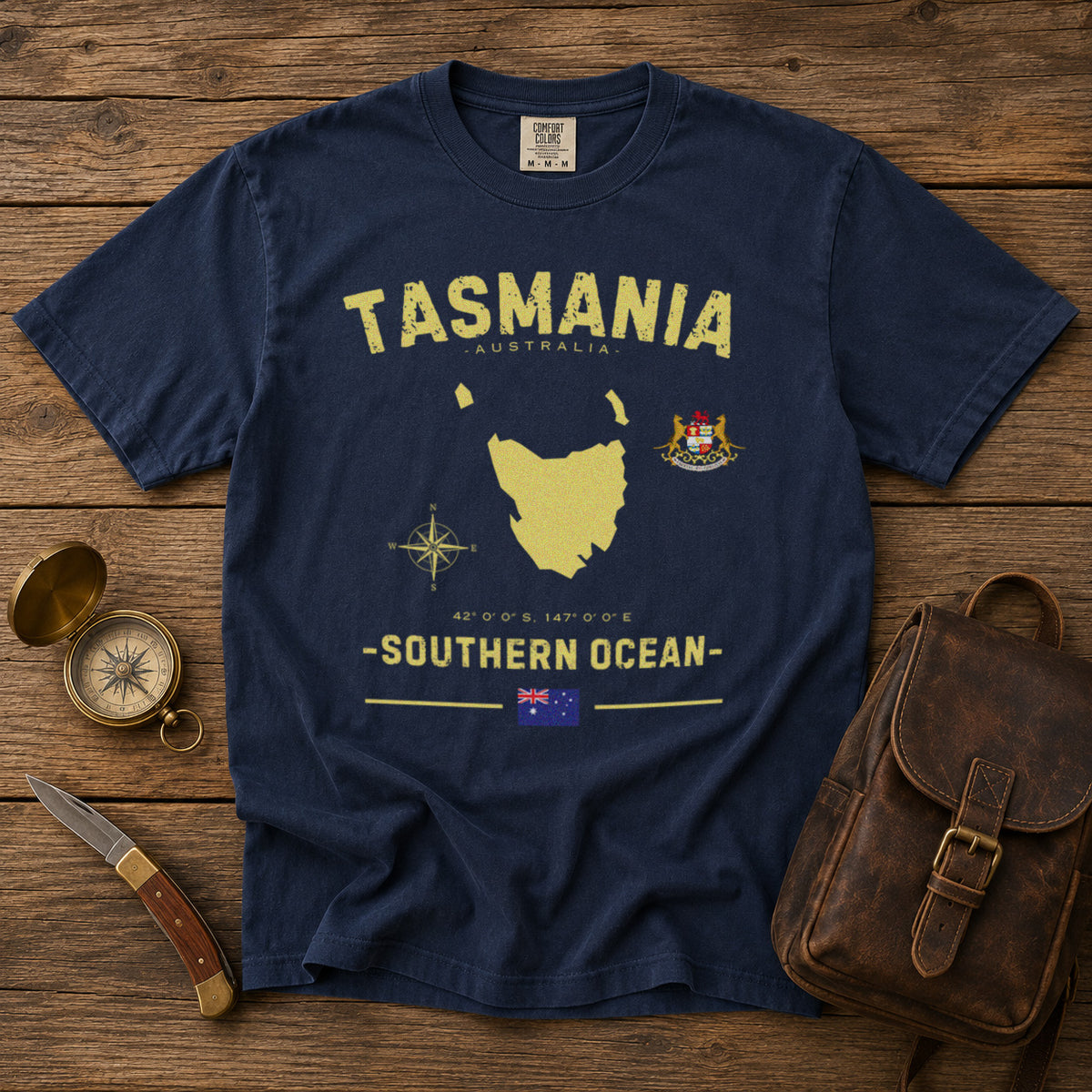 Tasmania T-Shirt in Navy - roamstride graphic tee