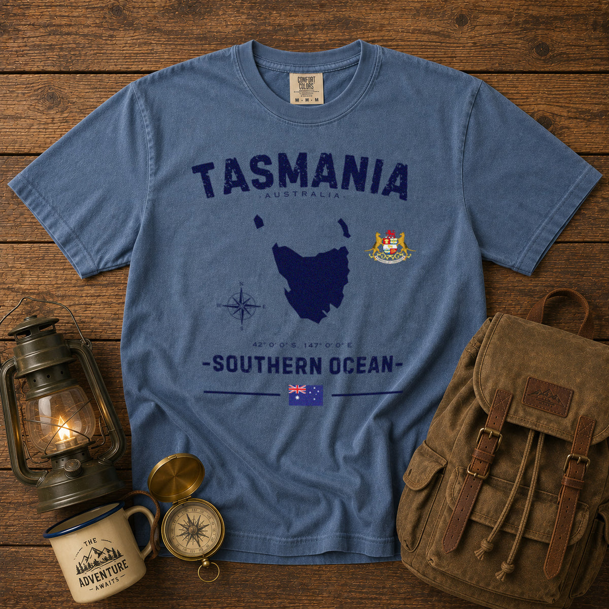 Tasmania T-Shirt in Blue Jean - roamstride graphic tee