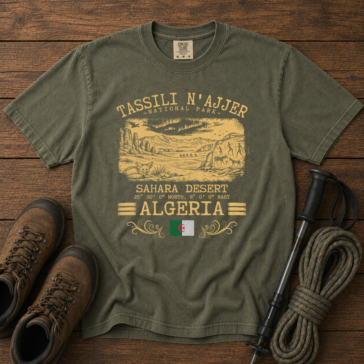Tassili N'Ajjer National Park T-Shirt in Moss - roamstride graphic tee