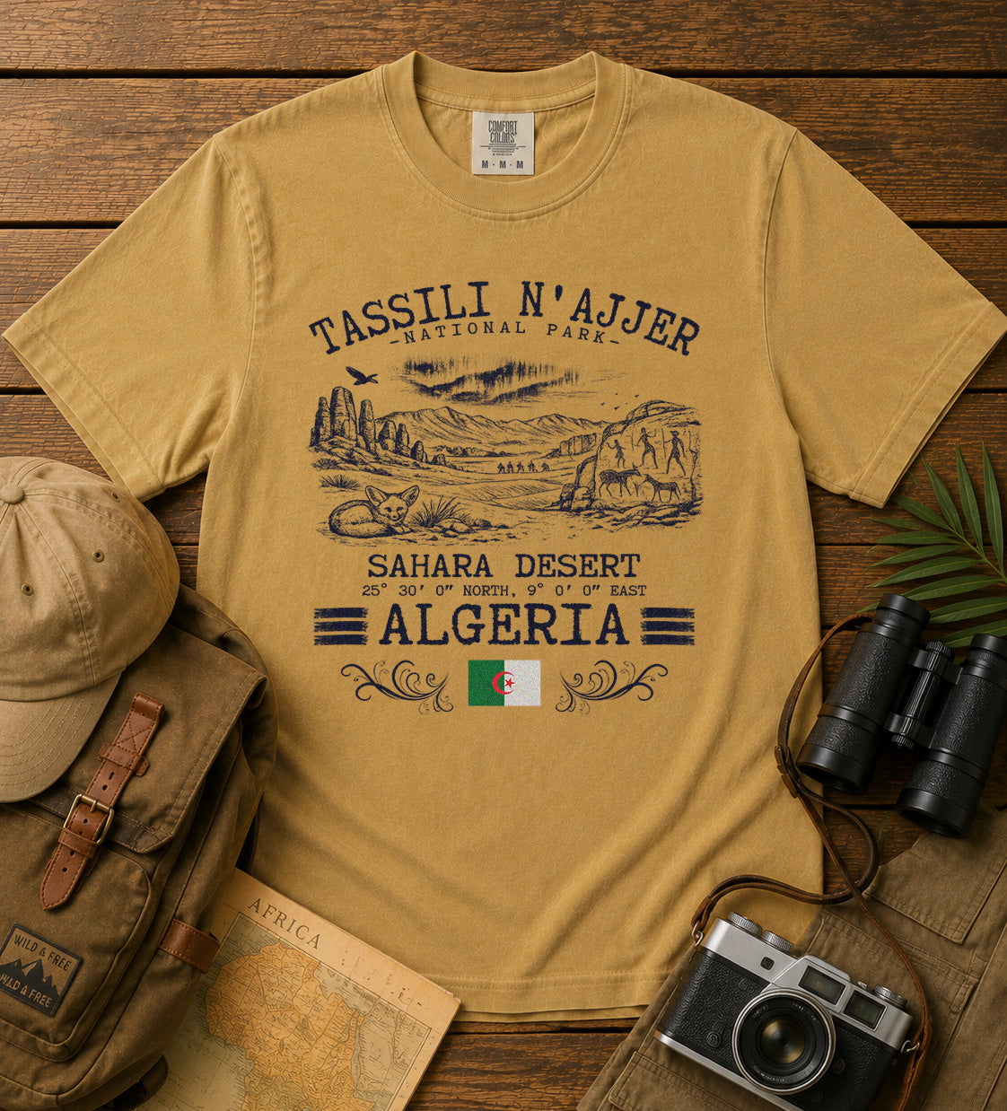 Tassili N'Ajjer National Park T-Shirt in Mustard - roamstride graphic tee