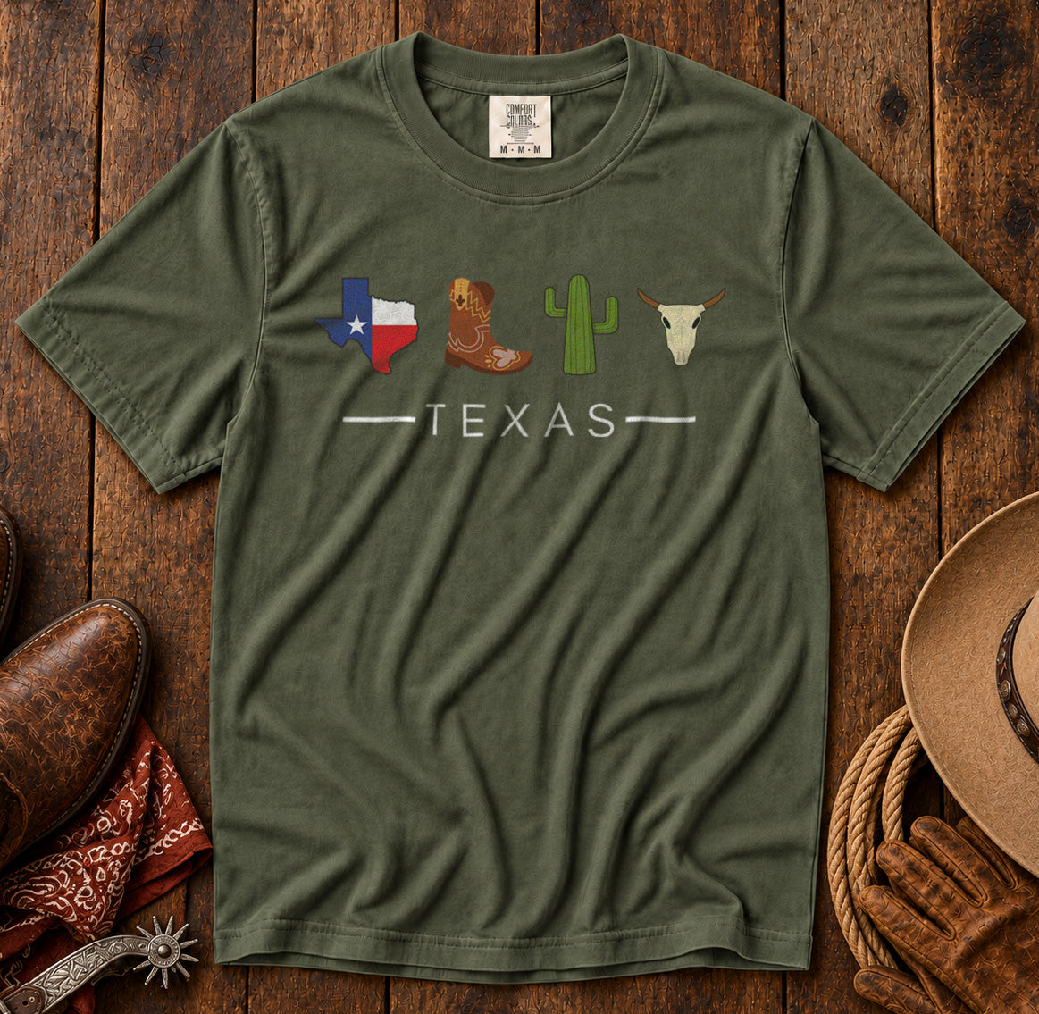 Texas USA T-Shirt in Moss - roamstride graphic tee