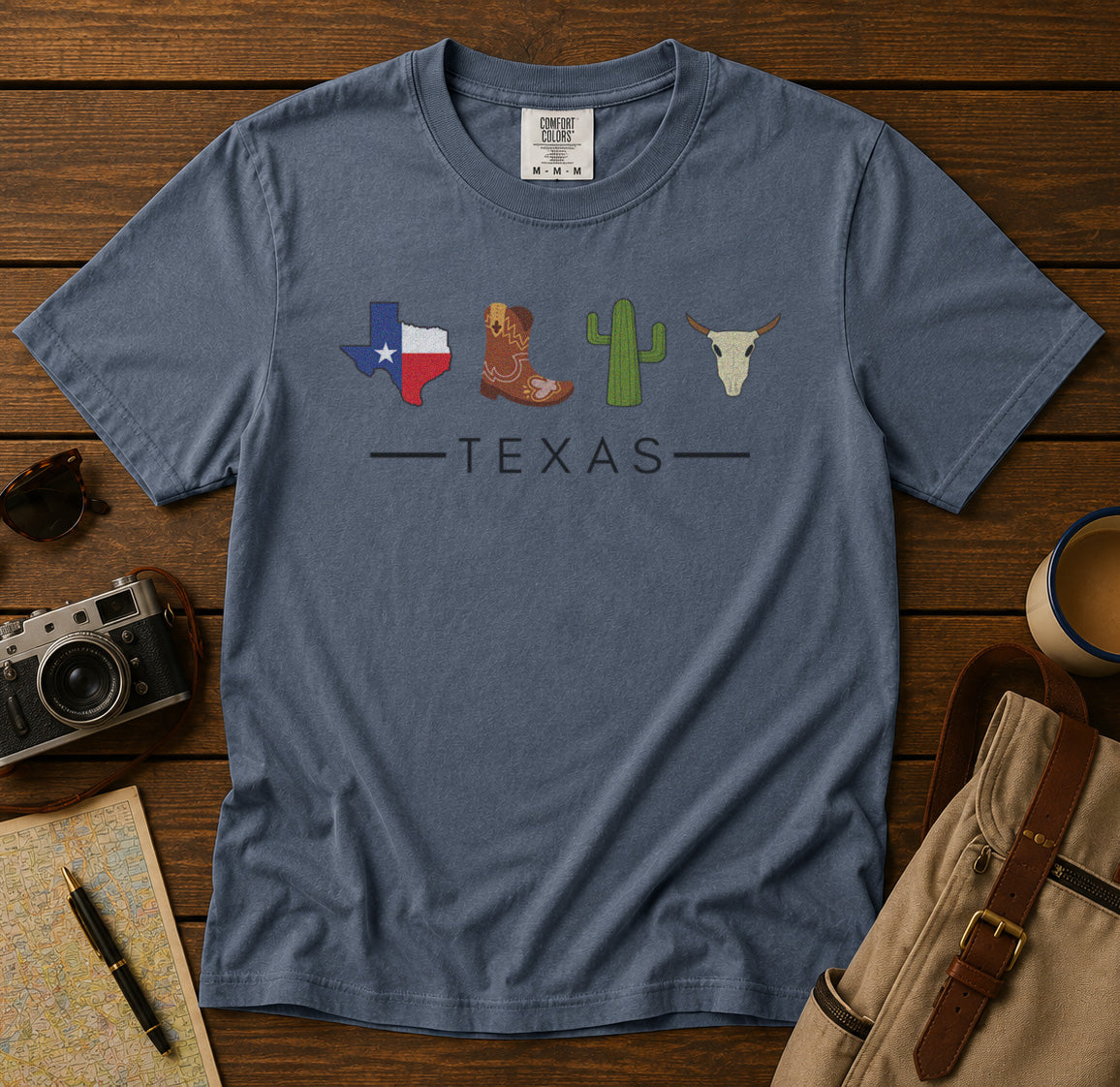 Texas USA T-Shirt in Blue Jean - roamstride graphic tee