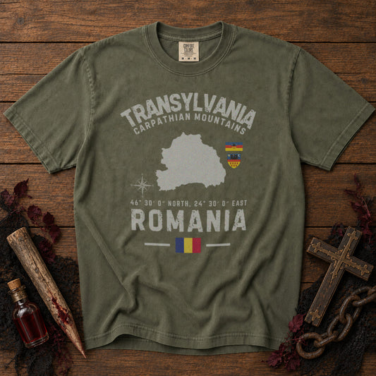 Transylvania Map T-Shirt in Moss - roamstride graphic tee