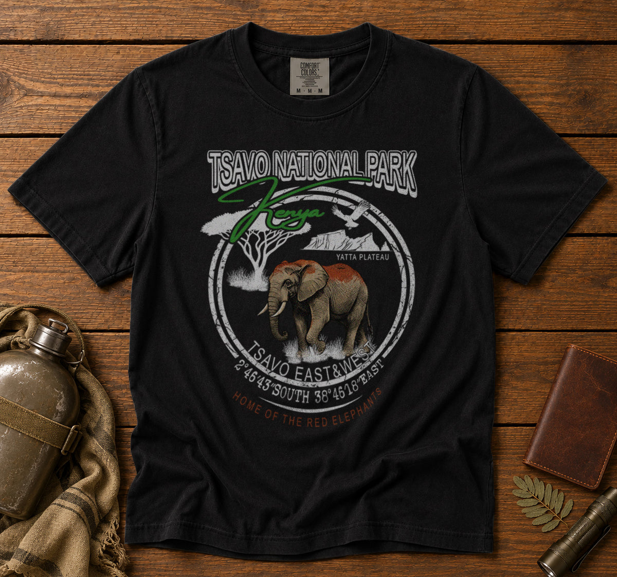 Tsavo National Park T-Shirt in Black - roamstride graphic tee