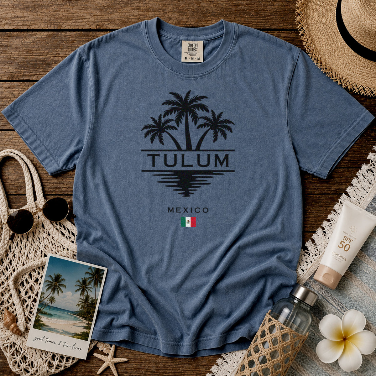 Tulum Mexico T-Shirt in Blue Jean - roamstride graphic tee