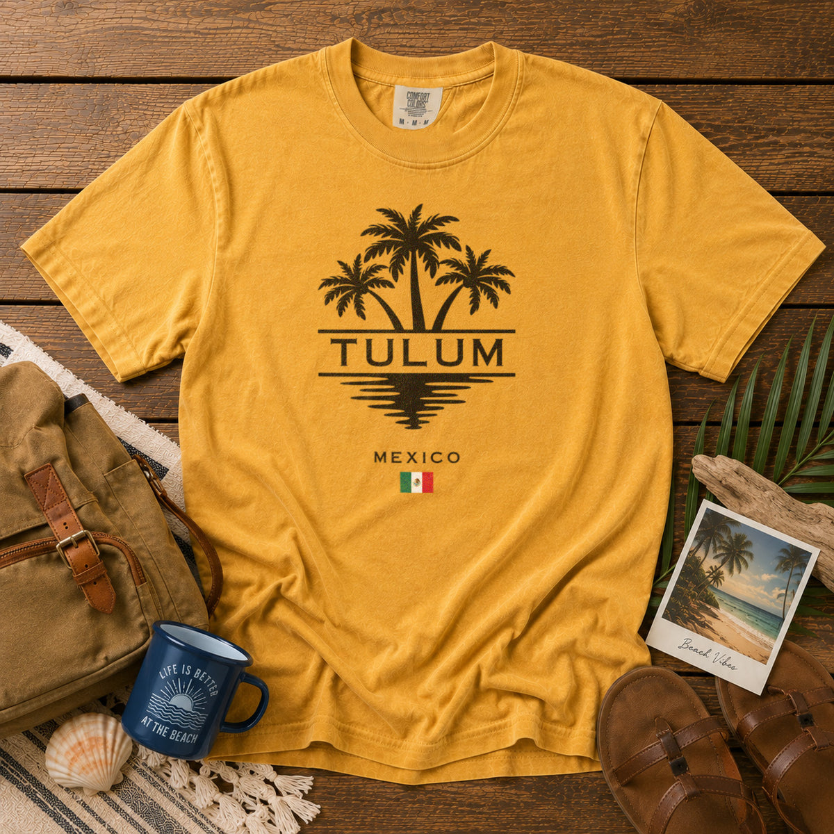 Tulum Mexico T-Shirt in Mustard - roamstride graphic tee