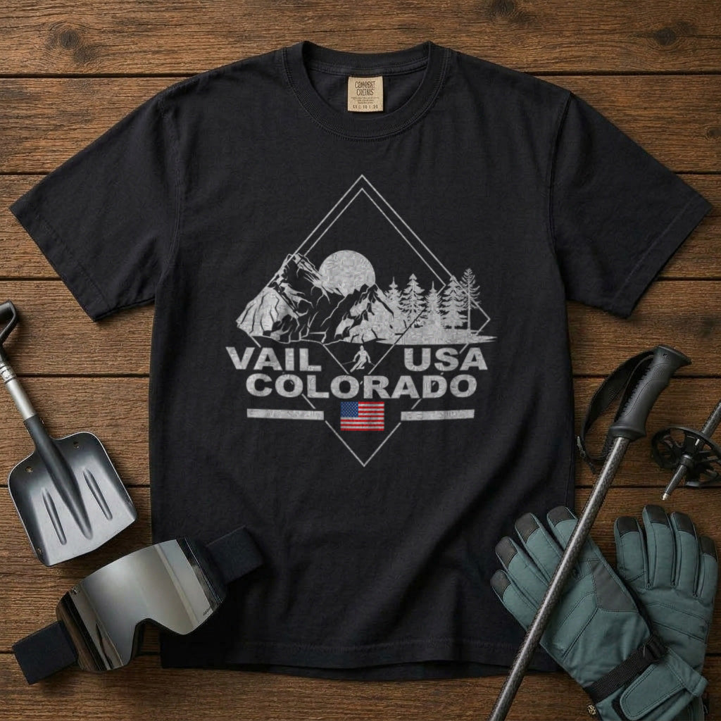 Vail Ski Resort T-Shirt in Black - roamstride graphic tee