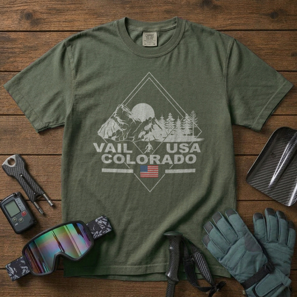 Vail Ski Resort T-Shirt in Moss - roamstride graphic tee