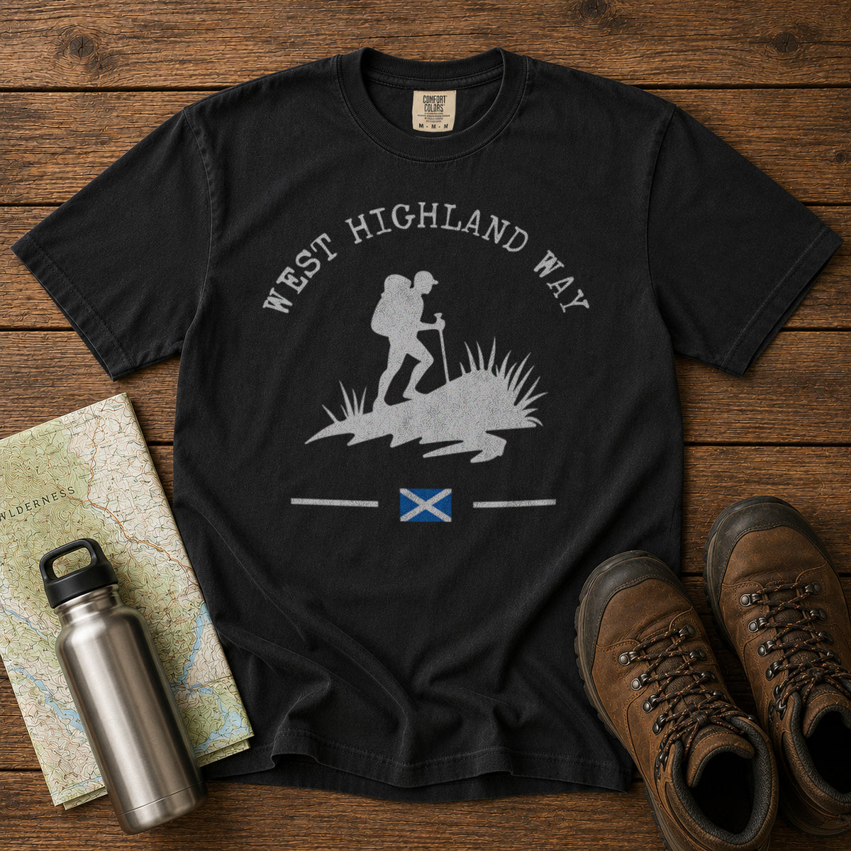 West Highland Way Scotland T-Shirt in Black - roamstride graphic tee