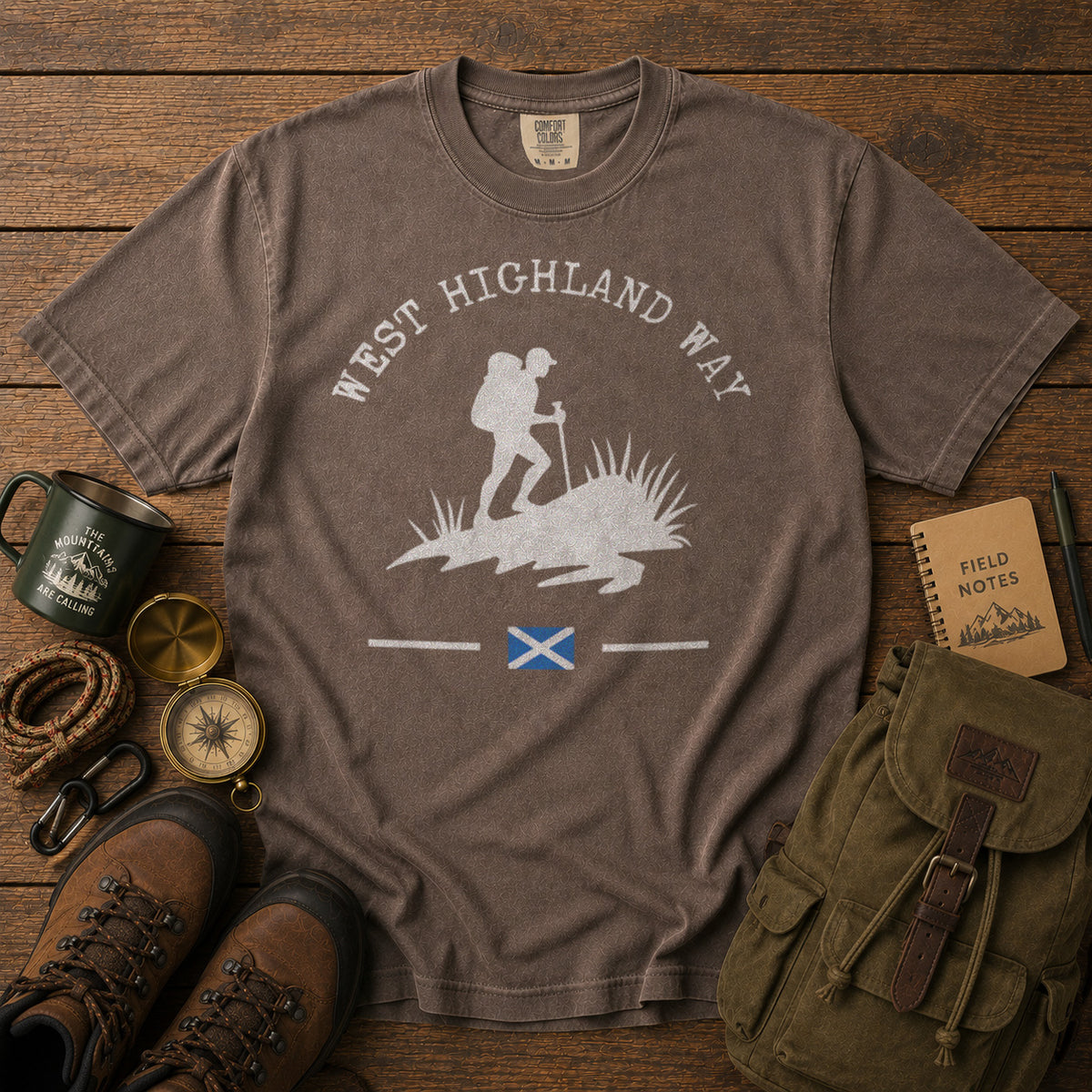 West Highland Way Scotland T-Shirt in Espresso - roamstride graphic tee