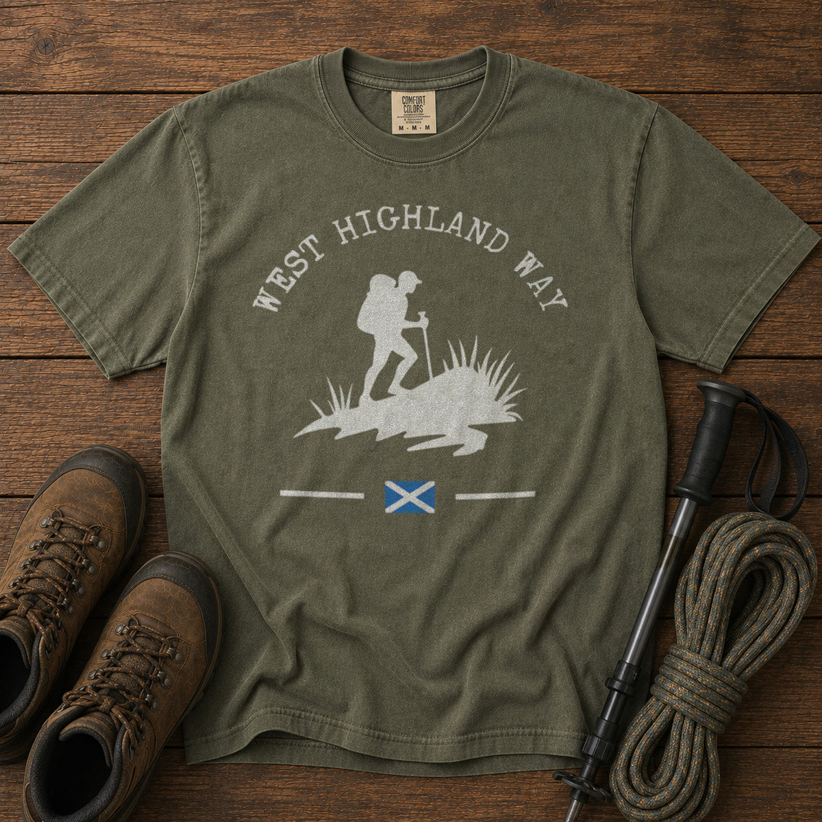 West Highland Way Scotland T-Shirt in Moss - roamstride graphic tee