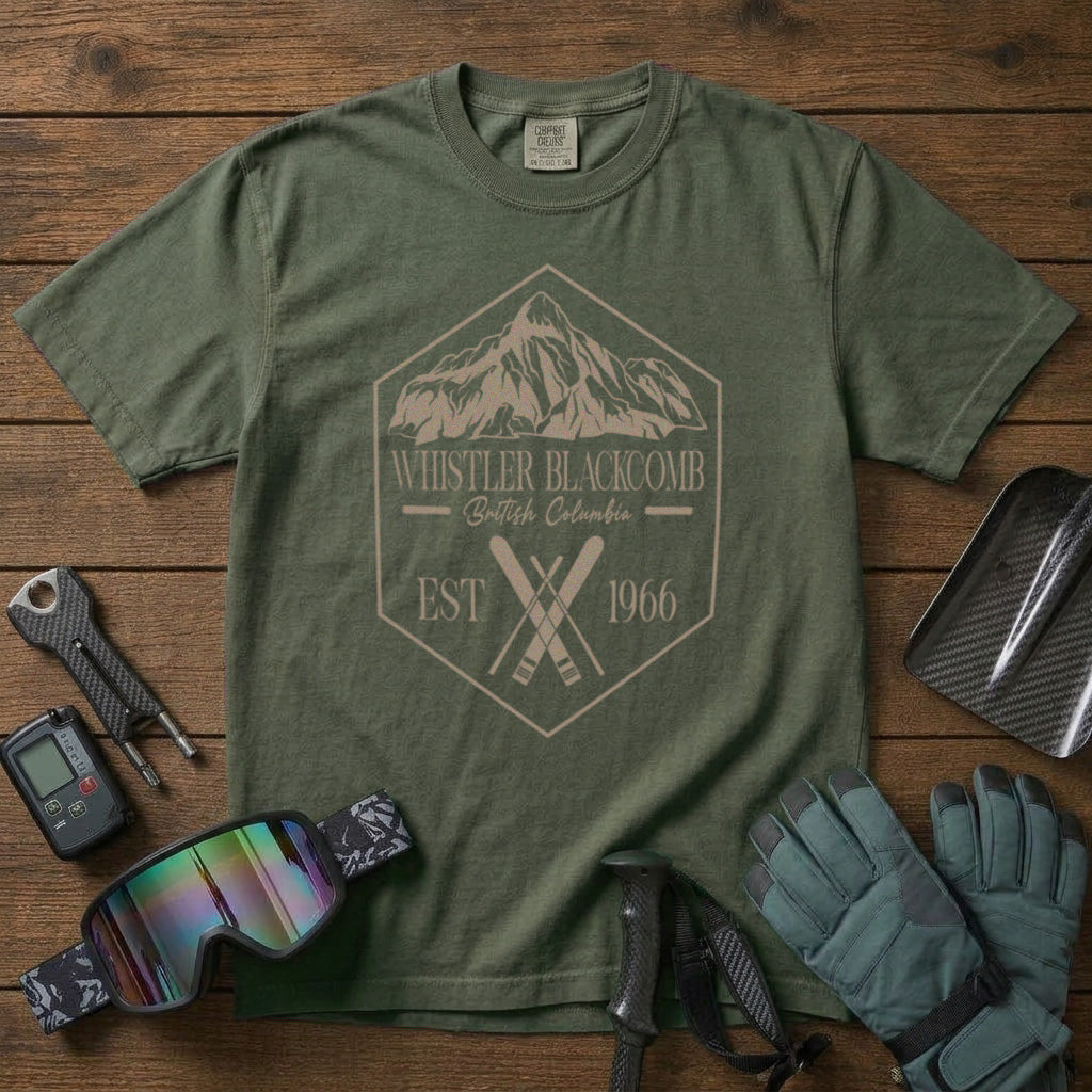 Whistler Blackcomb Canada T-Shirt in Moss - roamstride graphic tee