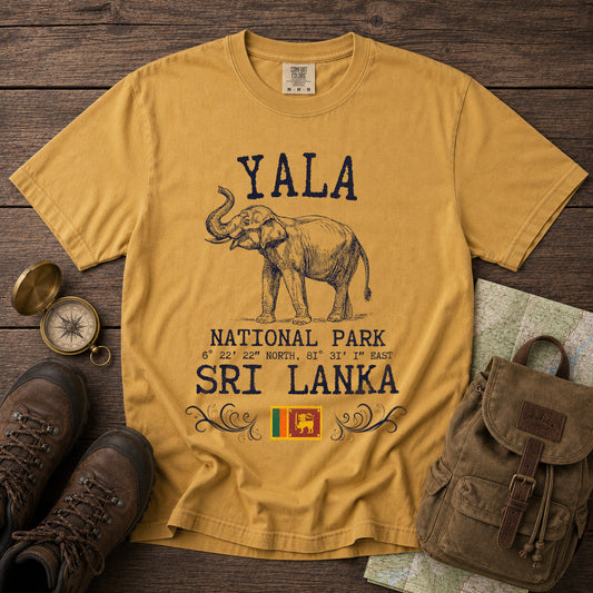 Yala National Park T-Shirt in Mustard - roamstride graphic tee