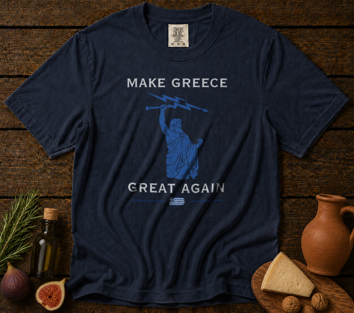 Ancient Greece Zeus T-Shirt in Navy - roamstride graphic tee