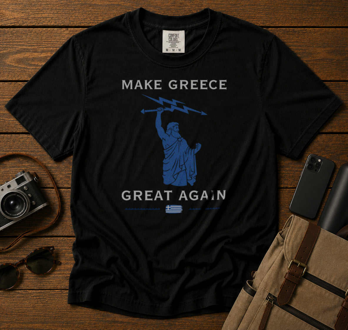Ancient Greece Zeus T-Shirt in Black - roamstride graphic tee