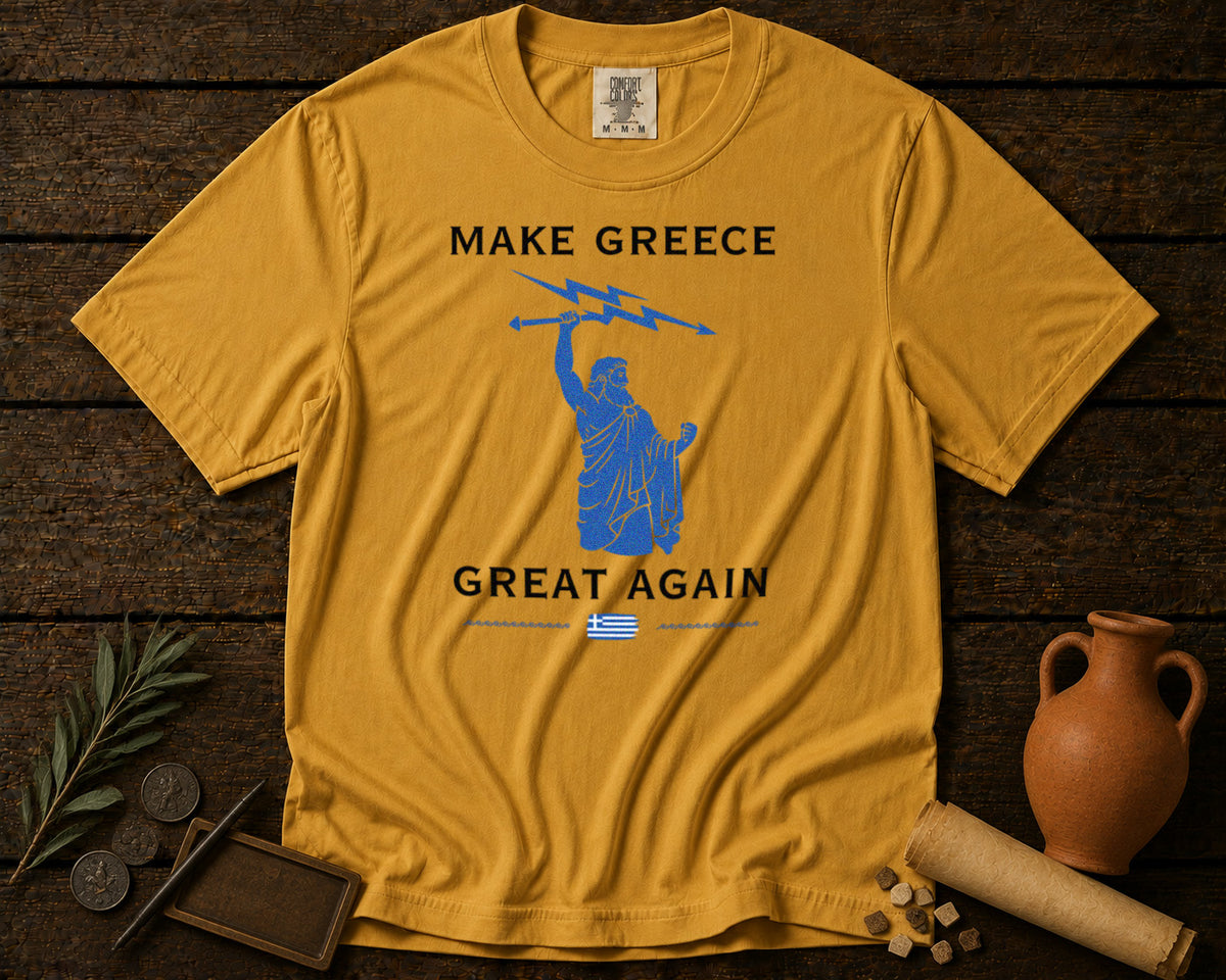 Ancient Greece Zeus T-Shirt in Mustard - roamstride graphic tee