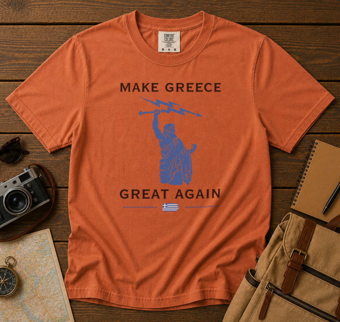 Ancient Greece Zeus T-Shirt in Yam - roamstride graphic tee