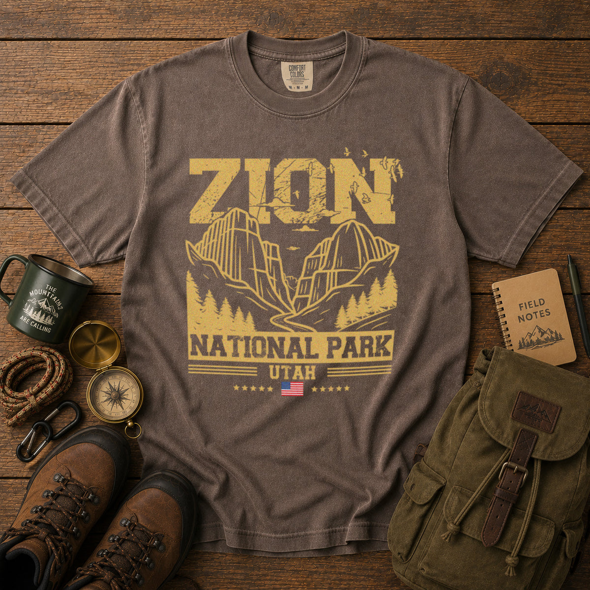Zion National Park Utah T-Shirt in Espresso - roamstride graphic tee