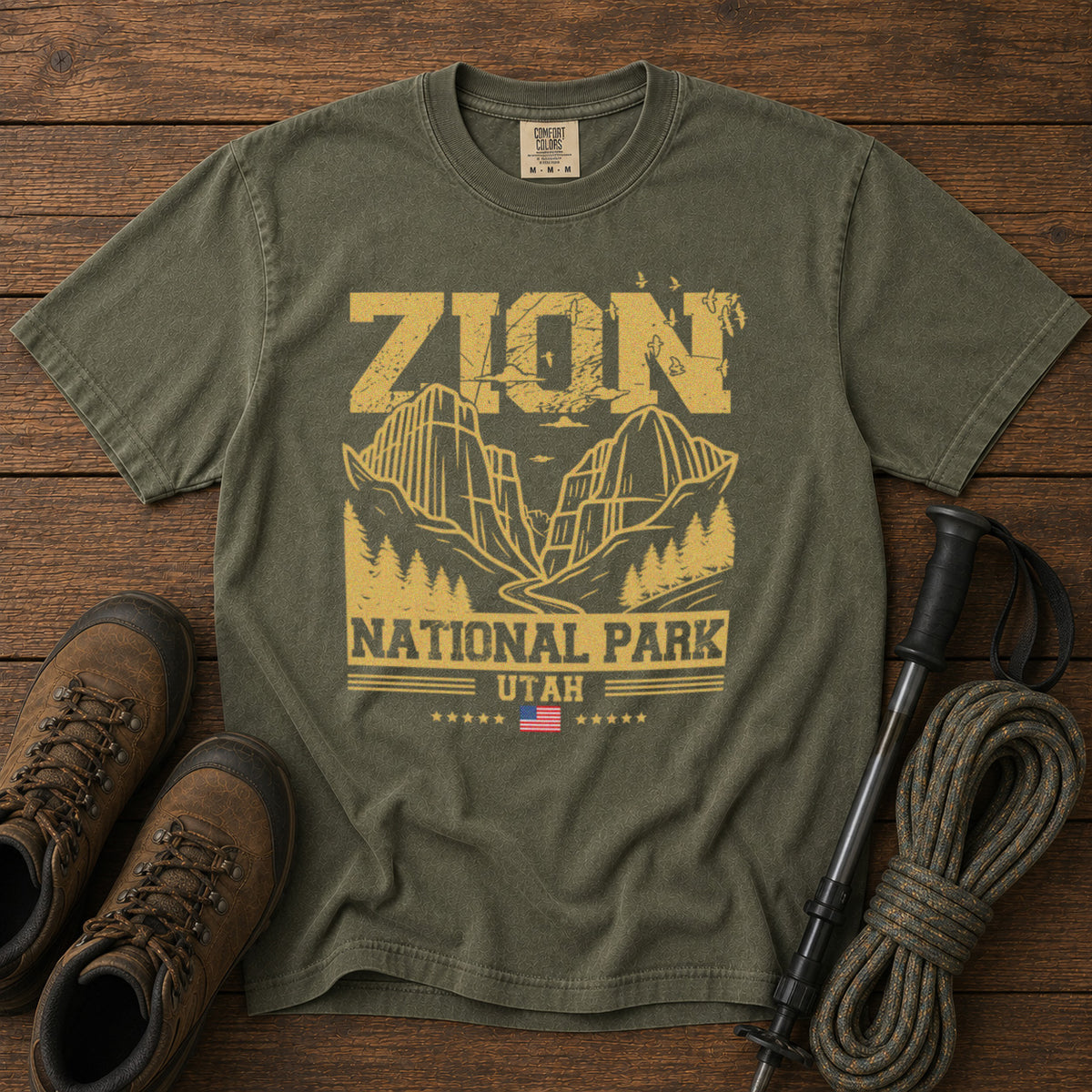 Zion National Park Utah T-Shirt in Moss - roamstride graphic tee