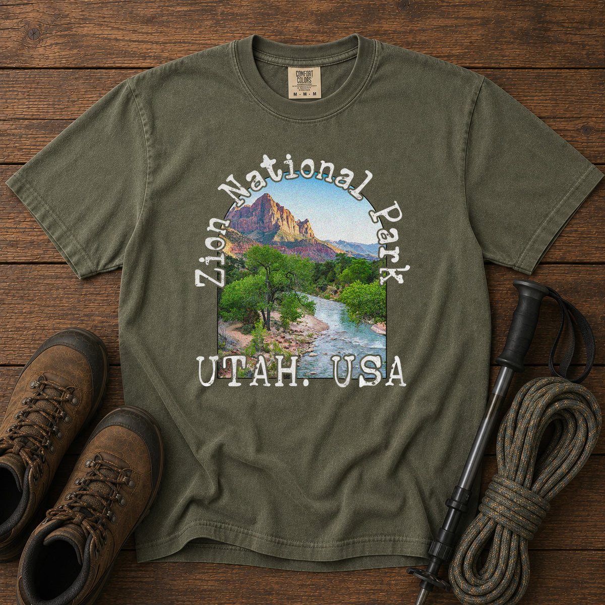 Zion National Park T-Shirt in Moss - roamstride graphic tee